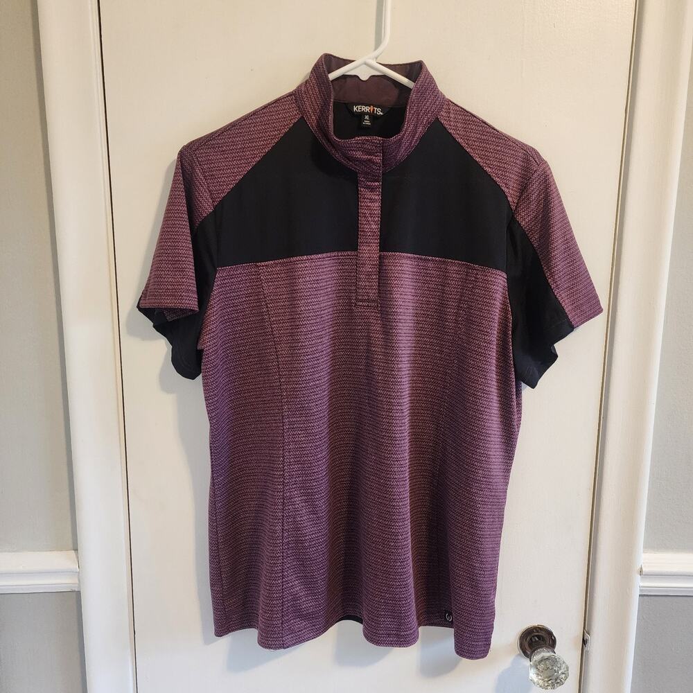 Kerrits Shirt Womens XL Purple Level Up Clinic Polo Equestrian Snaps Wildrose